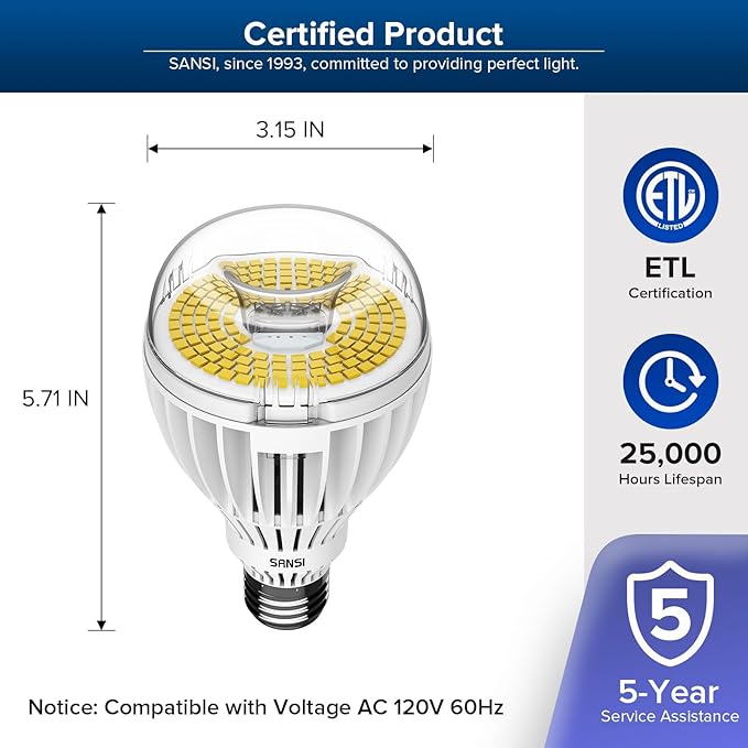 SANSI 350W Equivalent A21 LED Light Bulbs, 5500 Lumens 5000K Daylight Light Bulbs, Non-Dimmable E26