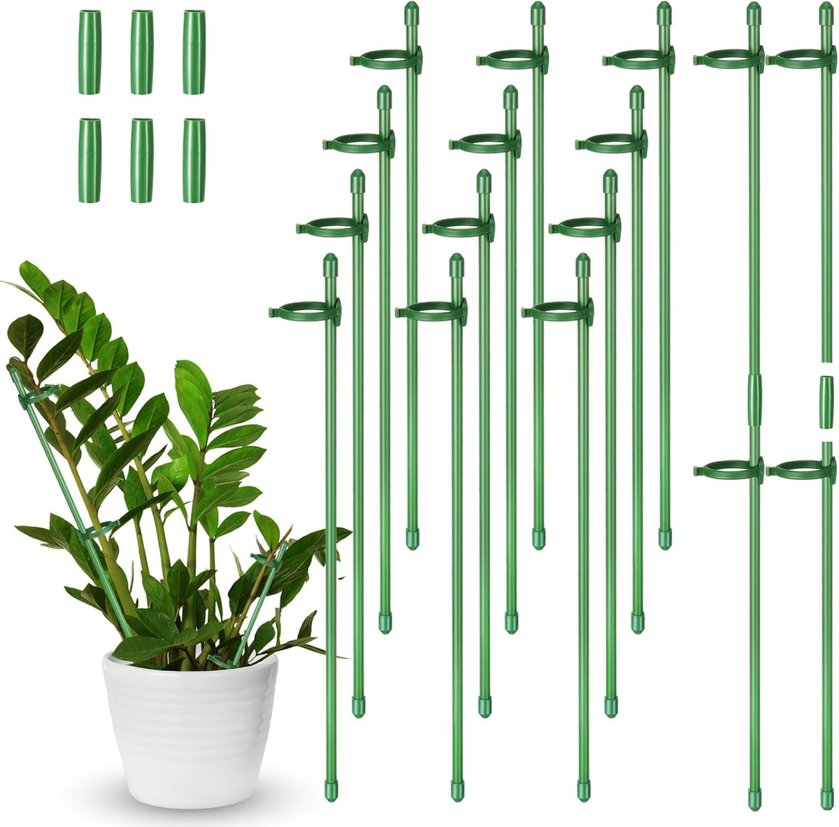 meekoo 12 Pcs Adjustable Garden Plant Support Stakes Single Stem Plant Cage Support Rings with