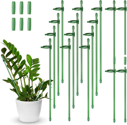 meekoo 12 Pcs Adjustable Garden Plant Support Stakes Single Stem Plant Cage Support Rings with
