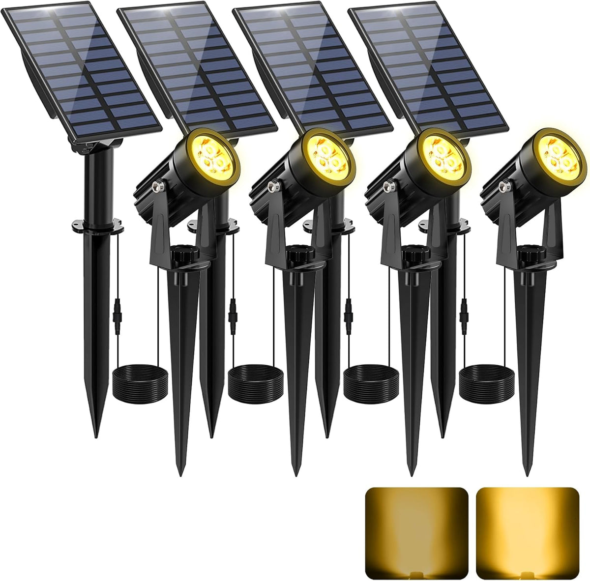 Solar Spot Lights Outdoor, Solar Landscape Spotlights IP65 Waterproof 9.8ft Cable, Auto On/Off