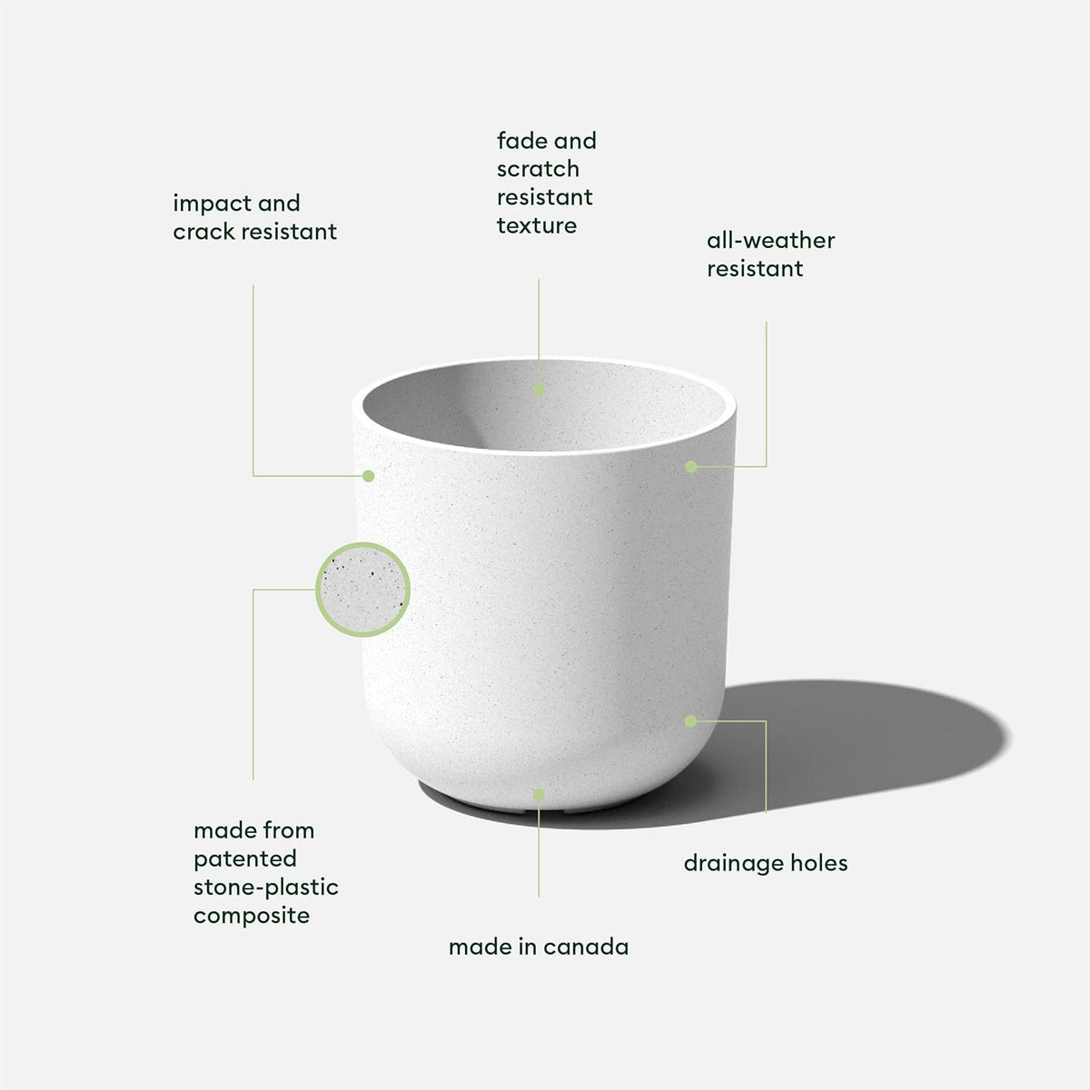 Veradek Mason Series Lima Planter - Round Planter for Indoor or Outdoor Porch/Garden | Made from