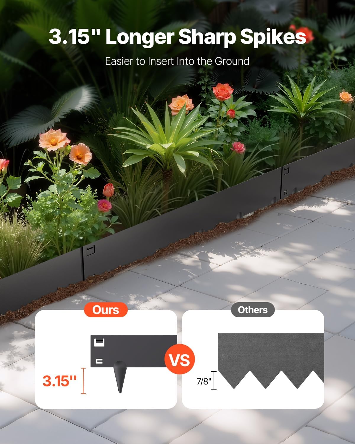 VEVOR Steel Landscape Edging, 5 Packs 39 x 5 in Rust-Resistant Metal Landscape Edging, Bendable