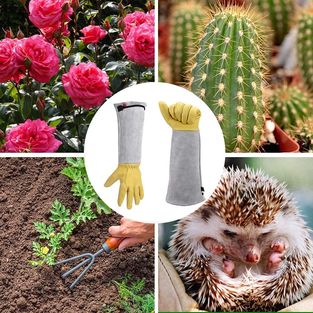 Gardening Gloves for Women/Men, Rose Pruning Thorn-Proof Long Leather Garden Gloves with Adjustable