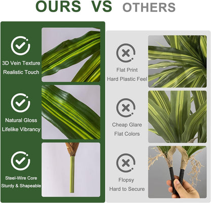 4 Pcs Artificial Greenery Stems Dracaena Faux Branches Artificial Plants Realistic Fake Dracaena