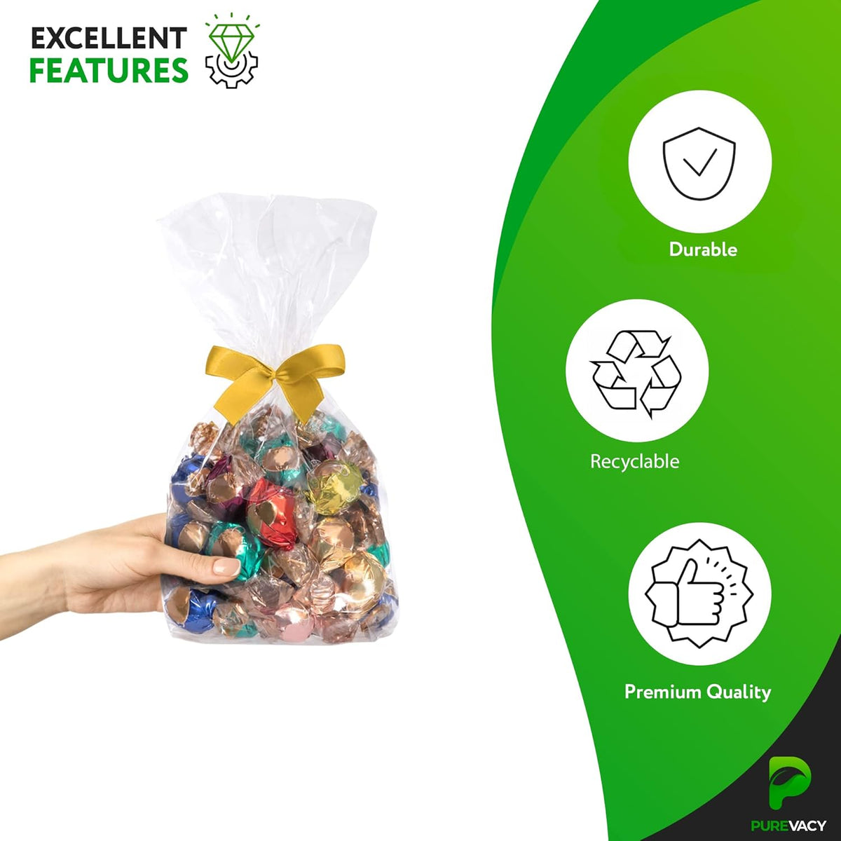 Gusseted Plastic Bags, 5 x 3 x 15 Inches. Pack of 1000 Clear Gusseted Poly Bags. 2 Mil Polyethylene