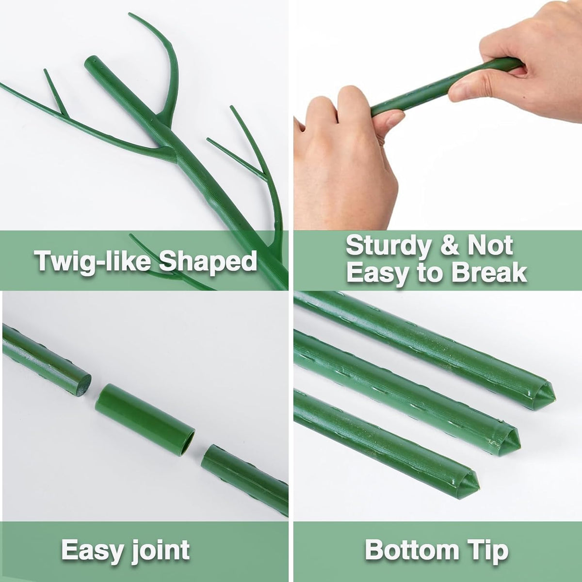 6 Pack Plant Support Plant Stakes for Indoor and Outdoor Plants, 44.8” Plant Sticks with Plant
