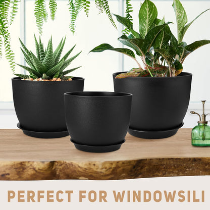 Plant Pots 12/10/9 inch Set of 3, Flower Pots with Multi Mesh Drainage Holes, Large Planters for