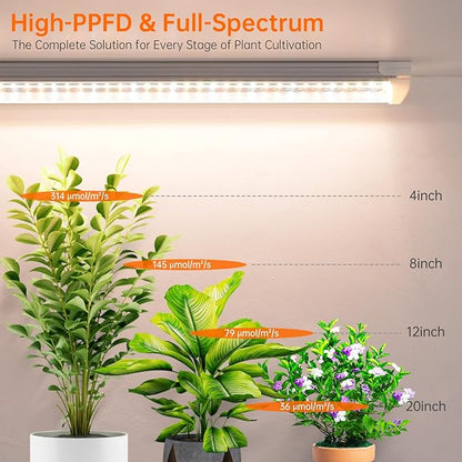 Bstrip T8 Grow Light, 1.4FT 108W (6 x 18W) Plant Lights for Indoor Growing, Full Spectrum with