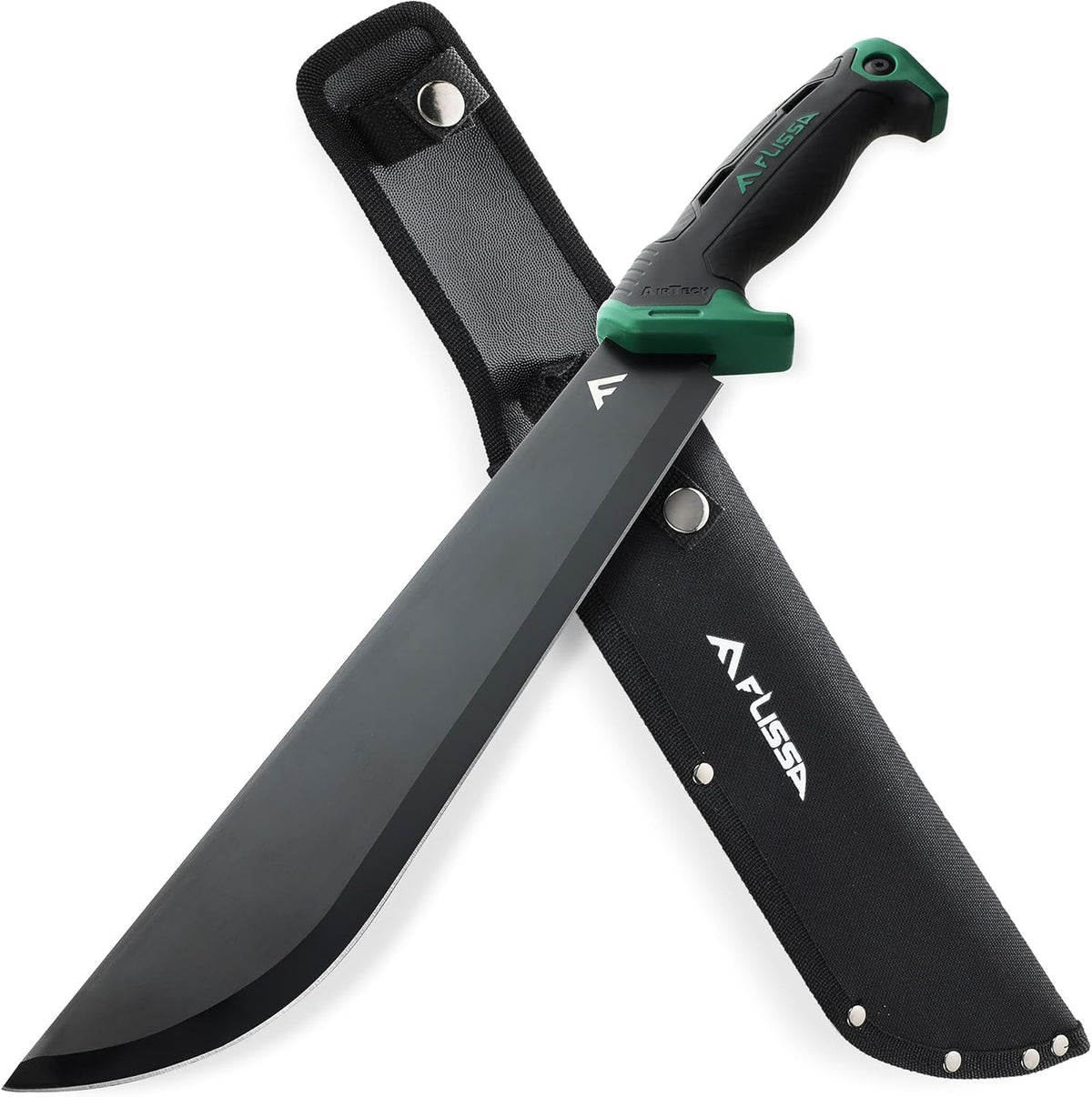 FLISSA 11'' Machete for Yard Work, Ergonomic Air Tech Handle and Lightweight Sheath, Stainless