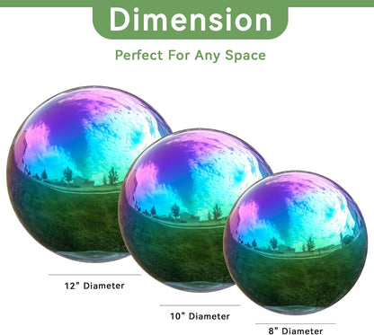 Lily's Home Gazing Globe Mirror Ball in Rainbow Stainless Steel - 12 Inch