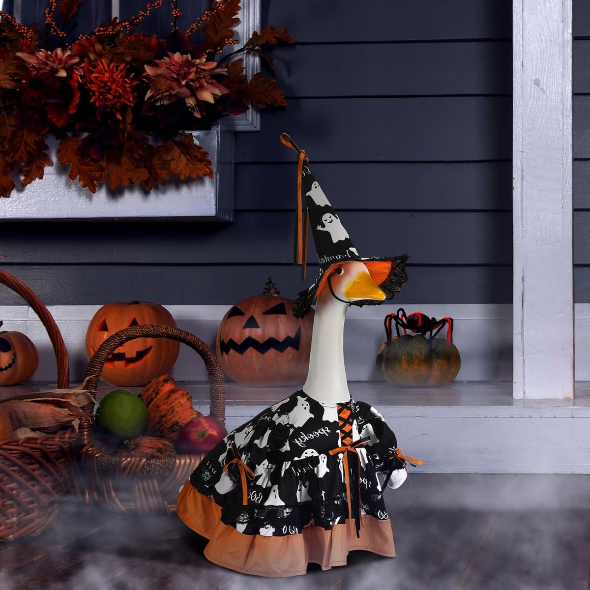 Suzile Halloween Goose Outfit Clothes for 23 Inch High Cement or Plastic Geese Ghost Lawn Porch