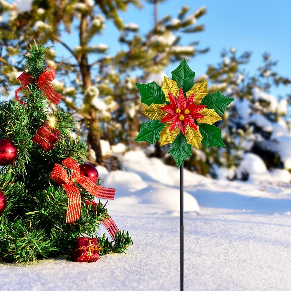 Viveta Christmas Outdoor Wind Spinners, Garden Wind Spinner, Festive Windmill for Yard Garden