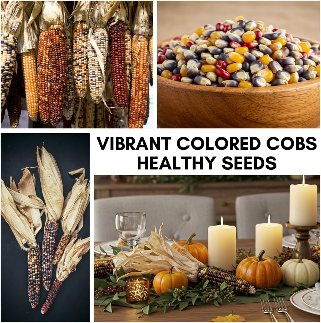 400 Indian Corn Seeds for Planting - Multicolor Ornamental Indian Corn - 400+ Seeds Zea Mays Non