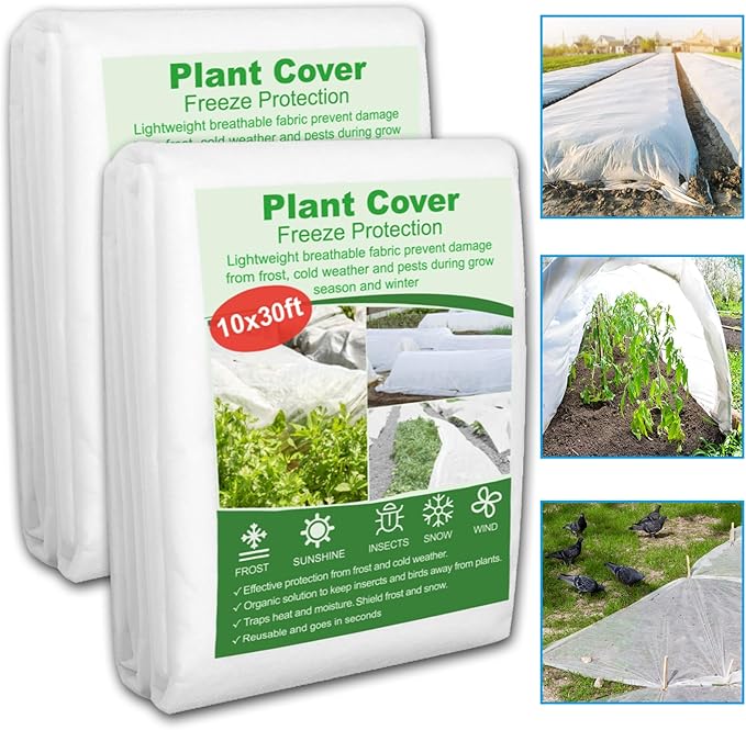 2 Pack Plant Covers Freeze Protection 10 x 30FT 1.2oz Frost Cloths Forst Blankets for Winter
