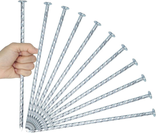 10 Inch Landscape Stakes Galvanized Metal Landscape Edging Anchoring Spikes Stakes, Camping Stakes