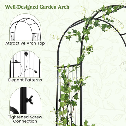S AFSTAR 87-Inche Garden Arbor with Gate & Side Planter Box, Metal Garden Arch with Lockable Gate