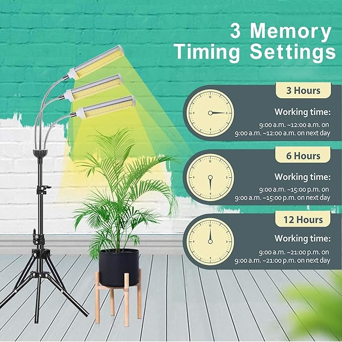 Plant Grow Light，Grow Light for Indoor Plants with 20-60'' Height Adjustable- Full Spectrum Timer