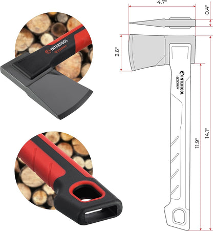 INTERTOOL Hatchet Lightweight for Camp Firewood Splitting & Kindling - Small 14" Wood Chopping Axe