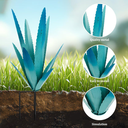 EROCK 2 Pcs Tequila Rustic Sculpture, Wind Resistant Metal Agave Plant Outdoor Home Decor, DIY