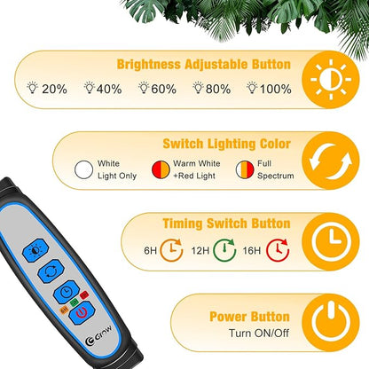 Wolezek Grow Lights for Indoor Plants Full Spectrum, LED Grow Light with Adjustable Stand and