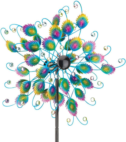 Regal Art & Gift Peacock Wind Spinner – Metal Yard Decorations Outdoor | Kinetic Garden Spinner for