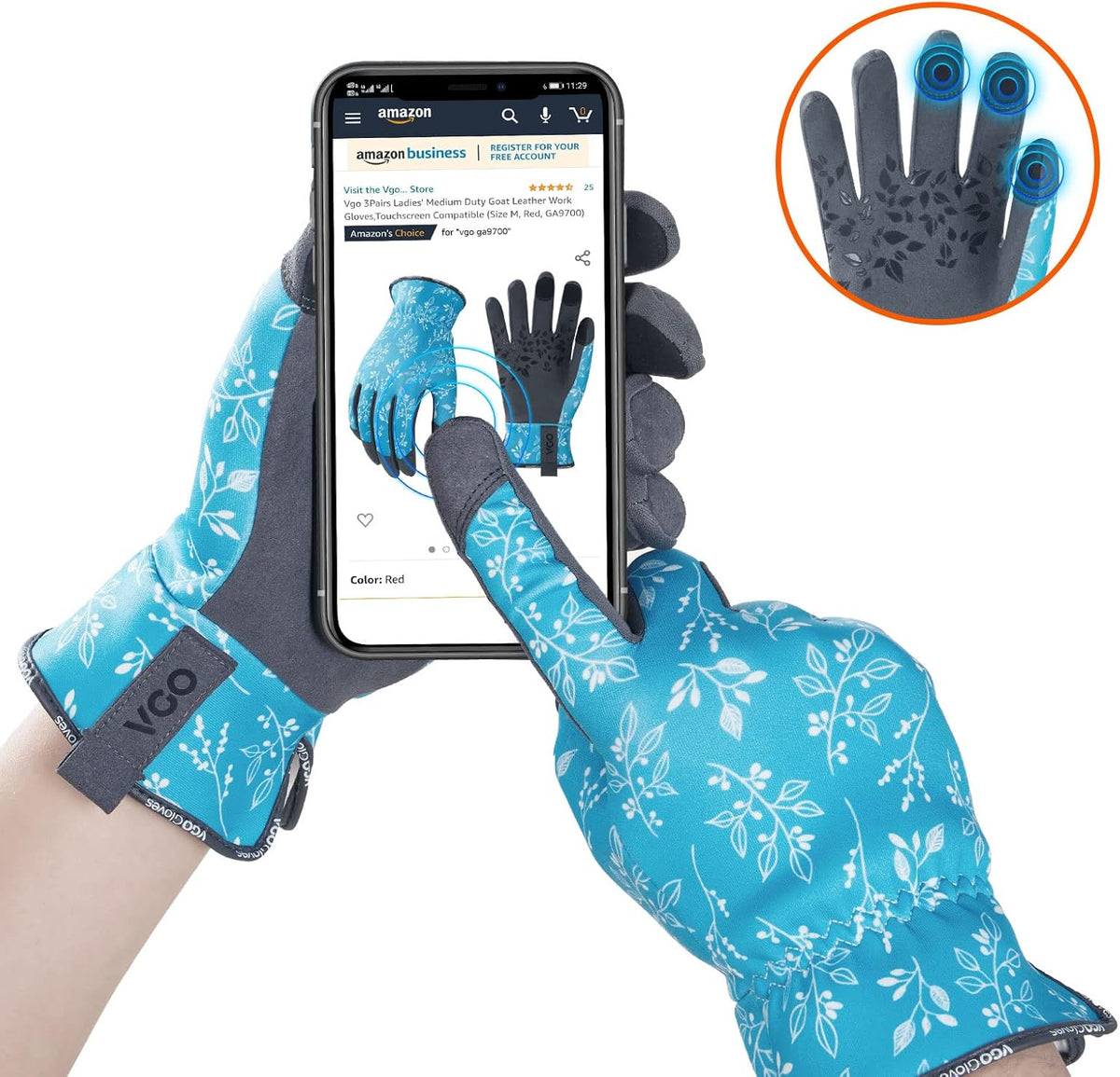 Vgo... 1-Pair Gardening Gloves Ladies, Soft synthetic leather Working Gloves,Sratch protection(Size