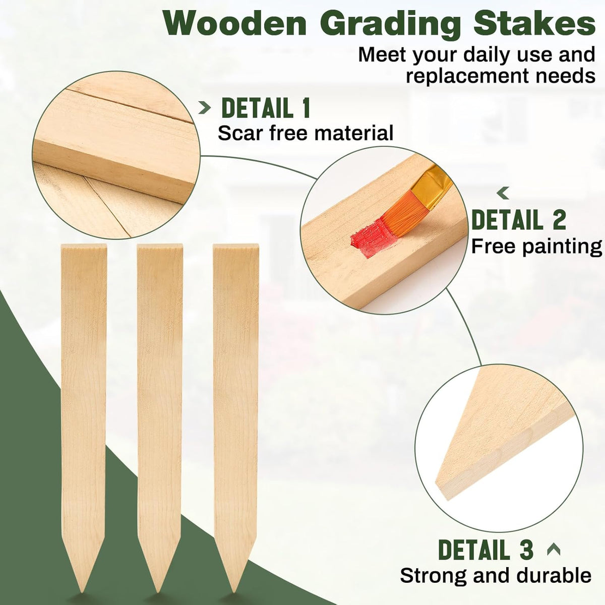 48 Pieces Wooden Garden Stakes 12 Inch Grade and Survey Stakes Wooden Garden and Sign Posts for