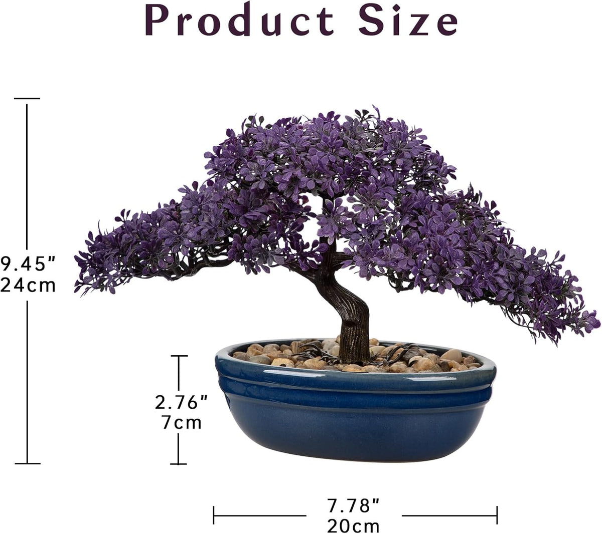 Artificial Bonsai Tree Juniper Faux Plants Indoor Fake Plants Decor with Blue Ceramic Pots for Home