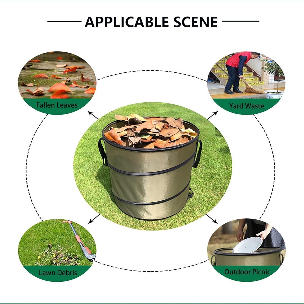 Camping Trash Can, Pop-Up Trash Can/Recycle Bin, Car Garbage Can,Reusable Outdoor Trash Garden Yard