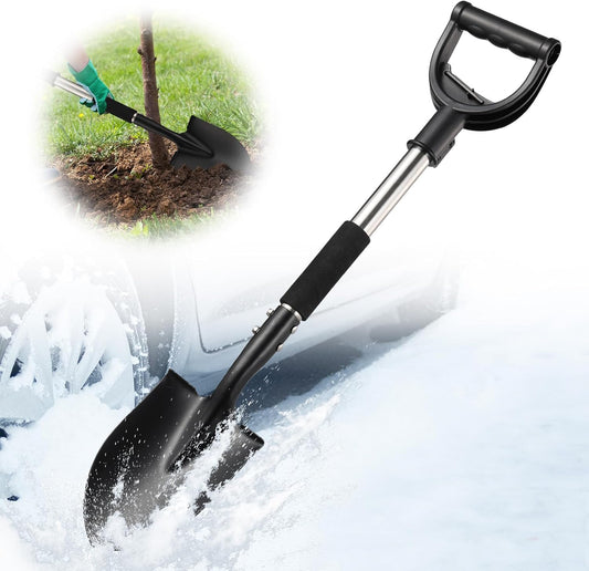 Multi-Task Small Shovel 31" - D-Handle Ergonomic Design for Raised Garden Beds, Outdoor Compact