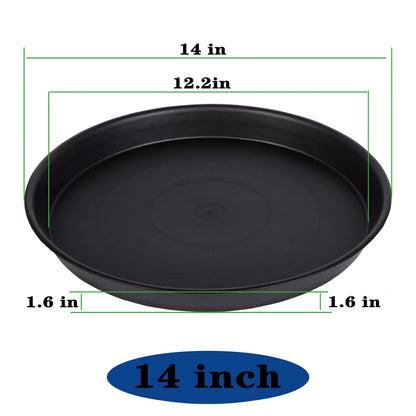 Bleuhome 2 Pack of 14 inch Plant Saucer, Heavy Duty Round Plant Trays for Pots, Plastic Plant Water