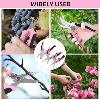 Pruning Shears Garden Scissors Tools: 4pcs Stainless Steel Gardening Clippers for Tree Pole, Hedge