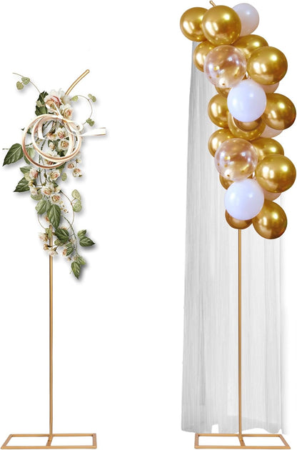HPC Decor Set of 2 Wedding Arch Backdrop Stand, 8FT, 6.7FT Gold Metal Arch Backdrop Stand for