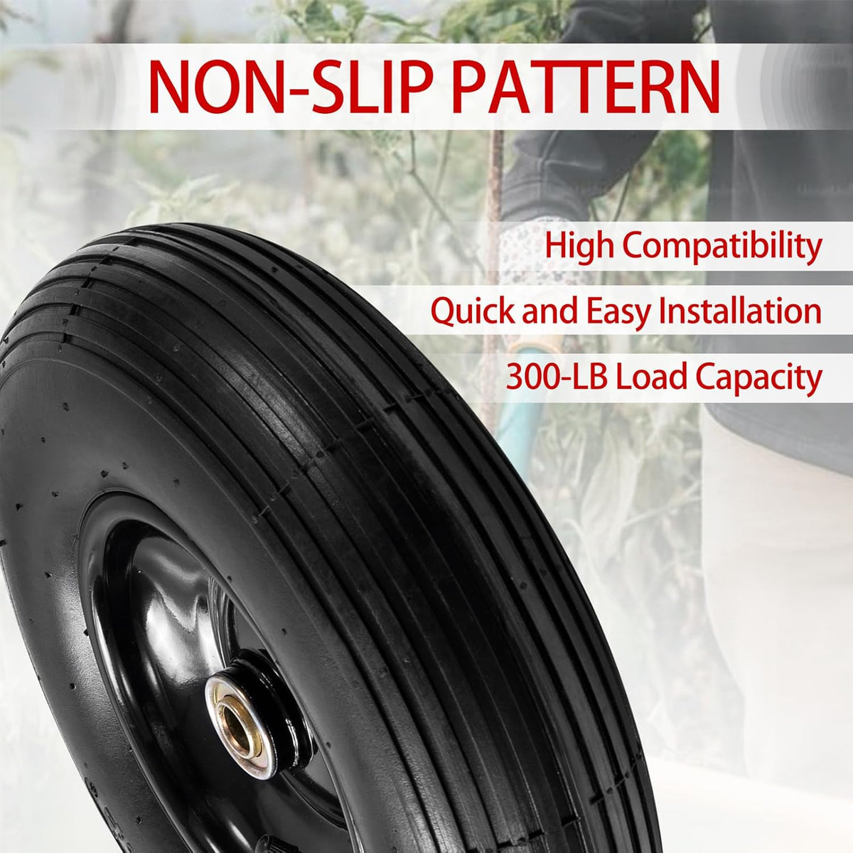 (2-Pack) 4.00-6 Wheelbarrow Tires, 13 Inch Pneumatic Tire and Wheel with 5/8" or 3/4" Bearings