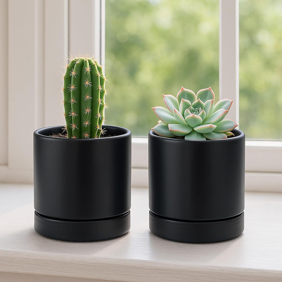 D'vine Dev Set of 2 Plants Pot, 4.7 Inch Ceramic Planter Pot for Plants with Drainage Hole and