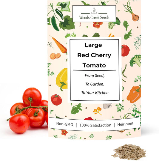 Woods Creek Seeds: Large Red Cherry Tomato Seeds for Planting - Over 450 Heirloom Tomato Seeds for