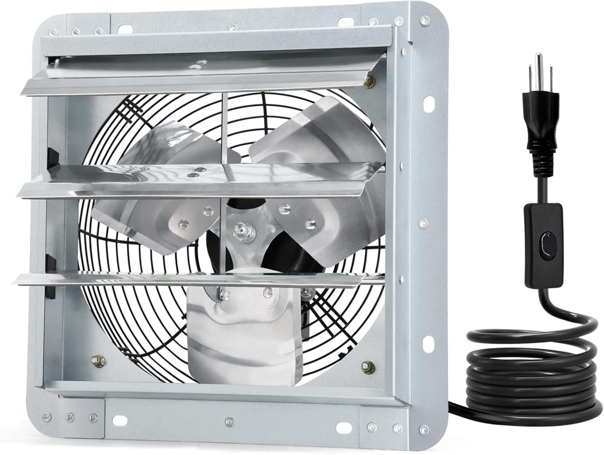 Criditpid 14 Inch Shutter Exhaust Fan, Wall Mounted Vent Fan for Garage, Attic, Greenhouse, Shop