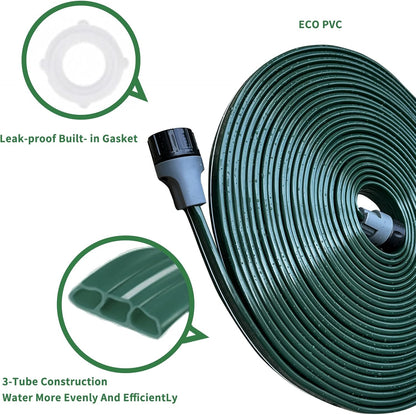 Watoo 2025 Sprinkler Hose & Soaker Hose for Yard - 75 FT Reinforced Flat Garden Hose with Holes