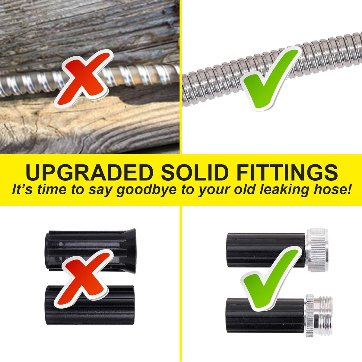 FOXEASE Stainless Steel Garden Hose 75 ft - Metal Water Hose with 2 Nozzles, Lightweight, Tangle