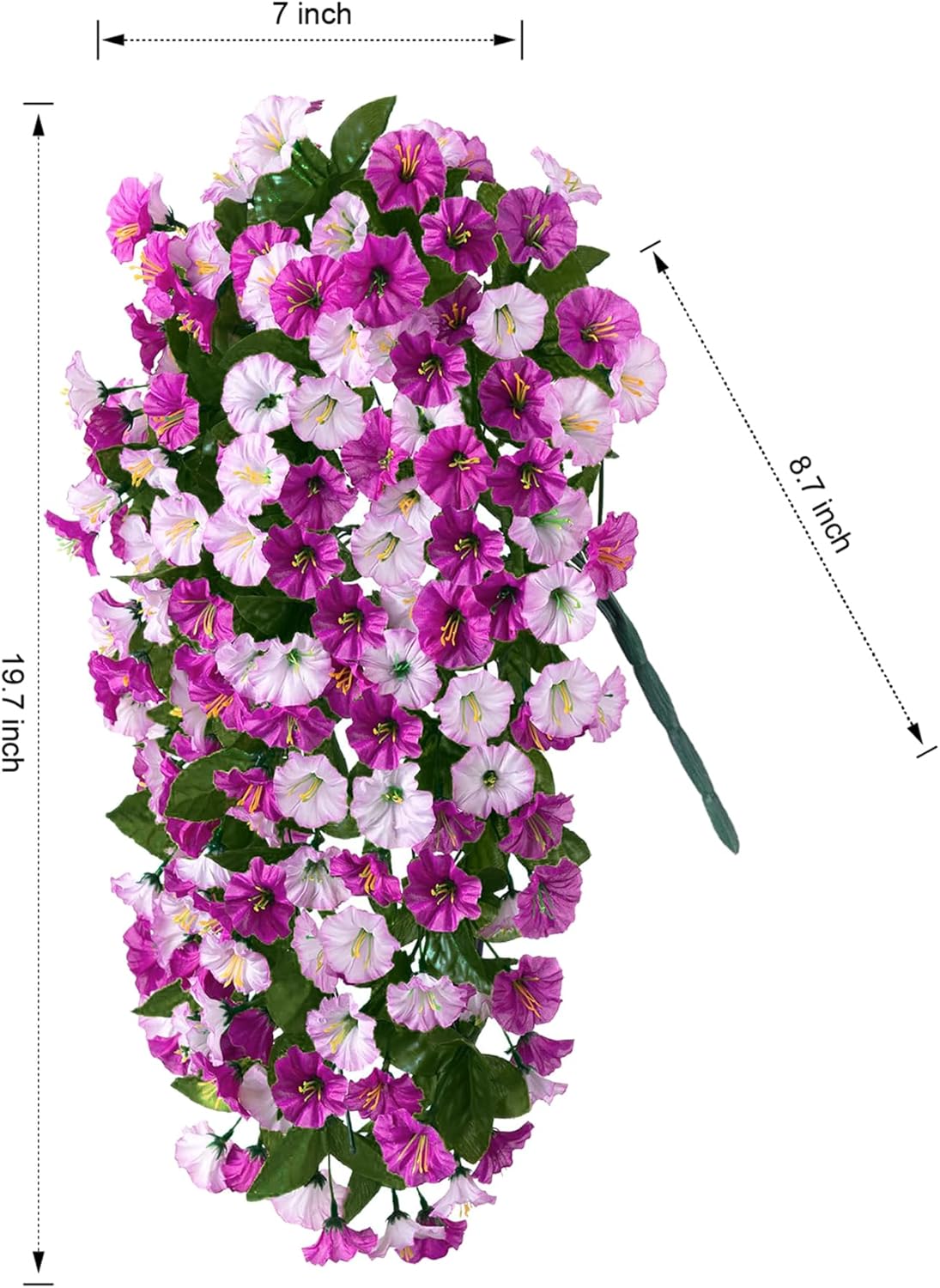 HyeFlora Artificial Fake Hanging Flowers Plants for Outdoor Outside, 2PCS Faux Silk Morning Glory