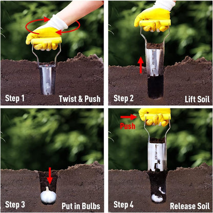 Jardineer 3PCS Bulb Planter Tools Set, Long Handle Bulb Planting Tool and Small Flowers