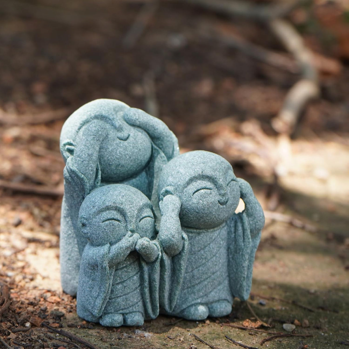OwMell 3 Japanese Jizo Statue Stone Japanese Buddha Jizo Monk Statue Figurine Memorial Statue