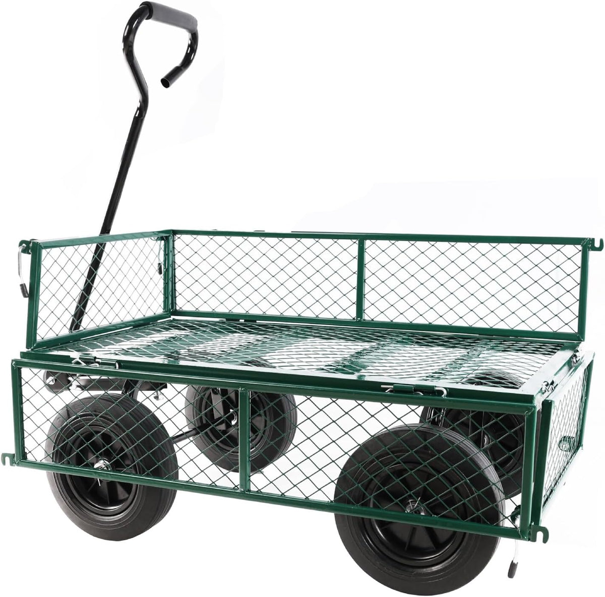 Heavy-Duty Solid Tire Garden Dump Cart - 4.86 cu. ft. Yard Wagon Cart with 600 LBS Capacity &