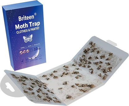 Pantry Moth Traps 10-Pack Safe and Effective for Food and Clothing- Glue Traps with Pheromones for