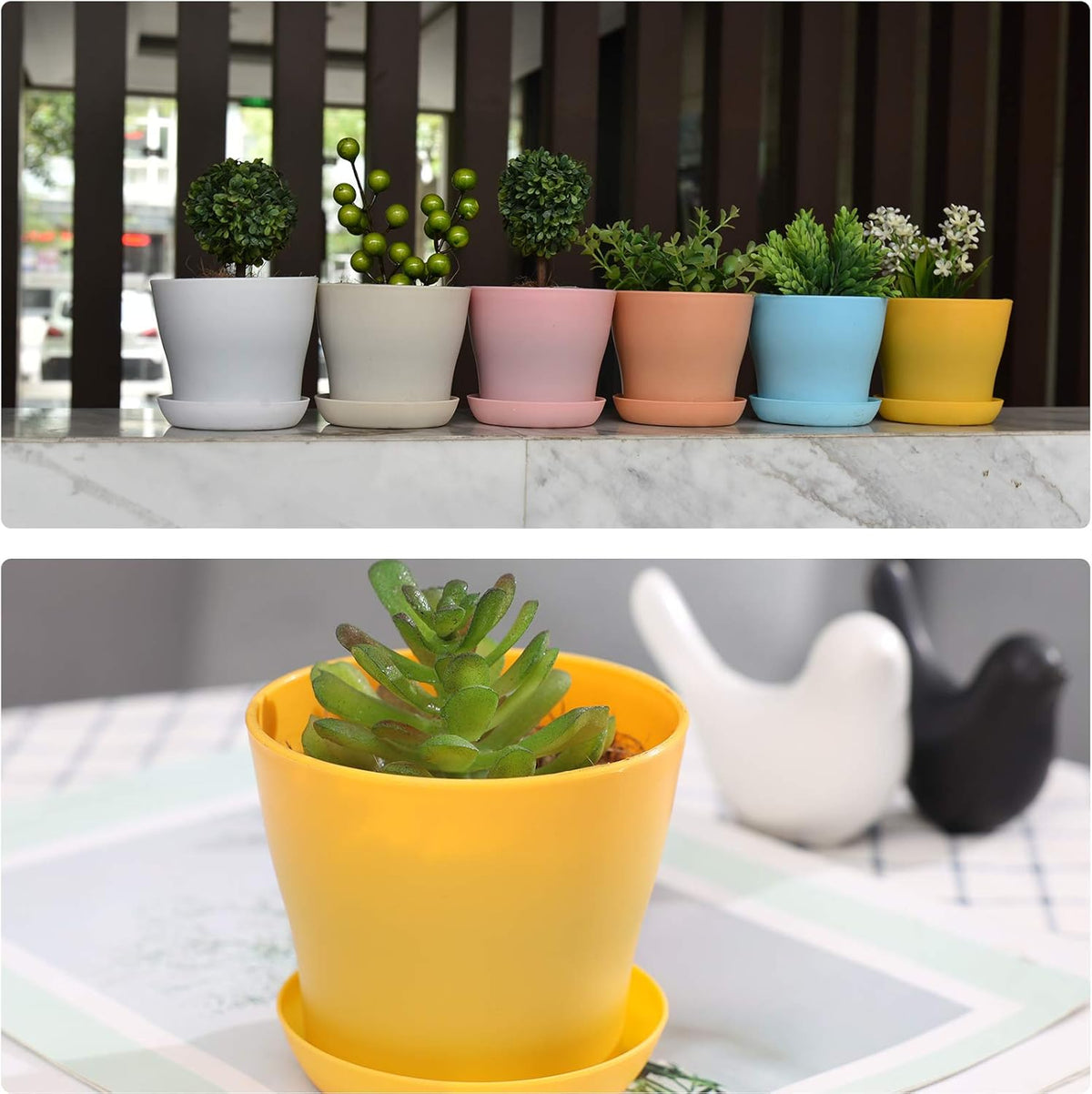 JERIA 16-Pack 4" Plastic Flower Plant Pots Thickened Seedlings Nursery Pots, Colorful Flower Plant