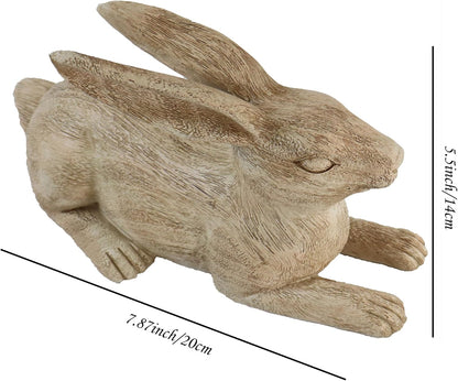 Hymmah Rabbit Statue Sculpture Home Decor Rustic Home Decorations for Living Room, Boho Resin