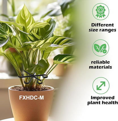 Reusable Plant Stem Supports for Indoor Plants - 4 Sizes, Durable Plastic Holders Easy Clip Hooks