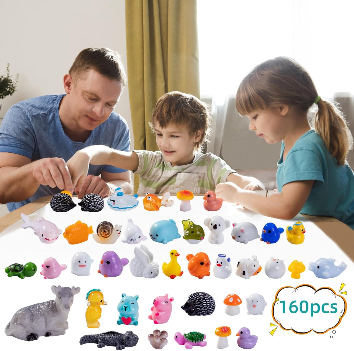 160 Styles Mini Resin Animals 160pcs Variety Tiny Animals Figures Miniature Little Small Figurines