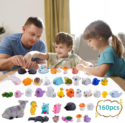 160 Styles Mini Resin Animals 160pcs Variety Tiny Animals Figures Miniature Little Small Figurines