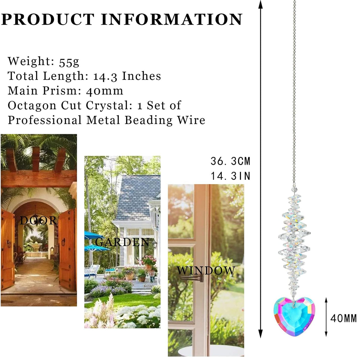 Heart Shaped Suncatcher Crystal Colorful Beads Prisms Pendant Sun Catcher Crystals for Windows